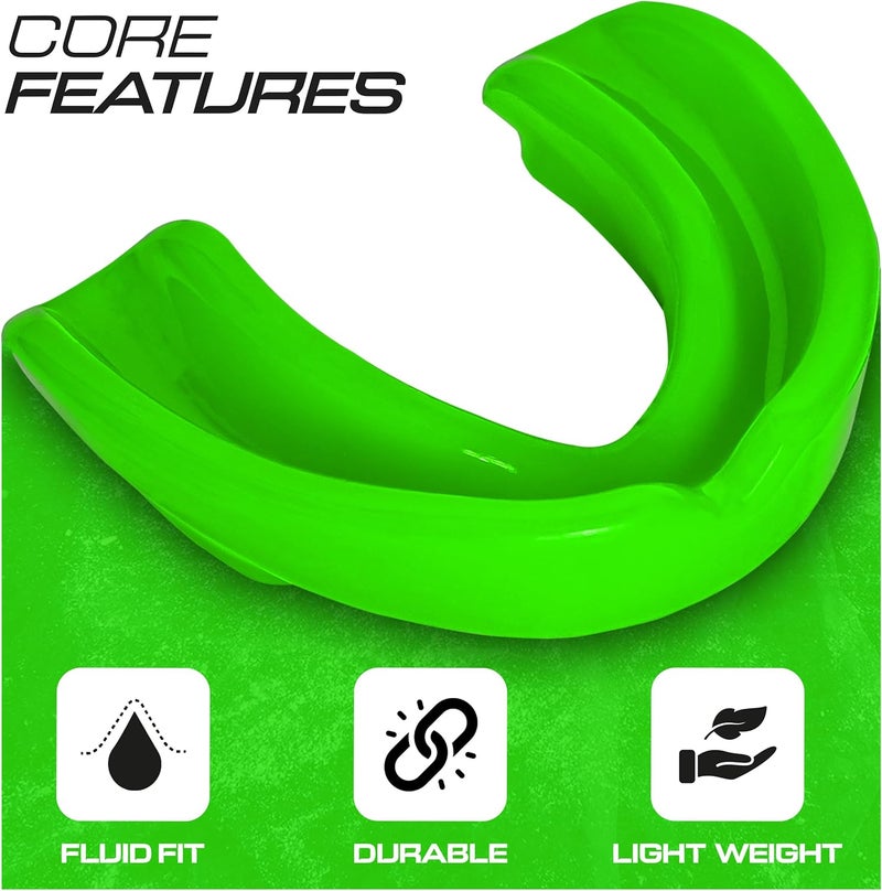 BFS IMPEX Mouth Guard Sports for Adults Best for Teeth,MMA Mouth Guard with Case for Boxing,Karate,Rugby,Football MouthGuard (Flu Green) - Image 2